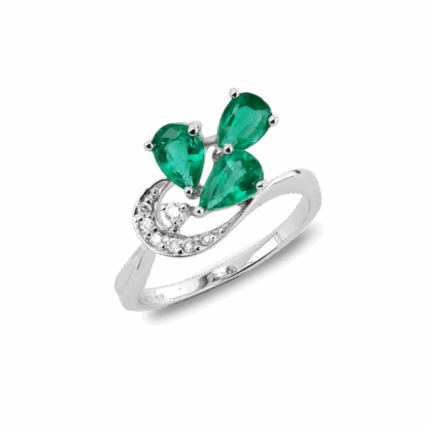 Erin Emerald Diamond White Gold Ring