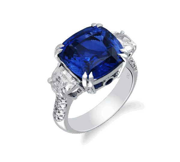 Cushion Blue Sapphire Diamond Ring I