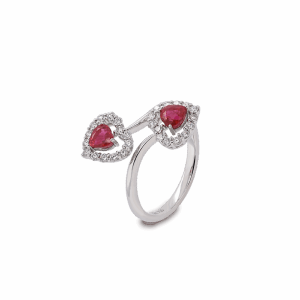 Dyad Heart Ruby Diamond Ring