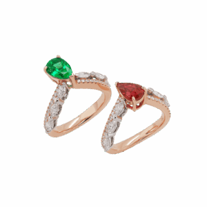 Elandra Flame Ruby Emerald Diamond Ring