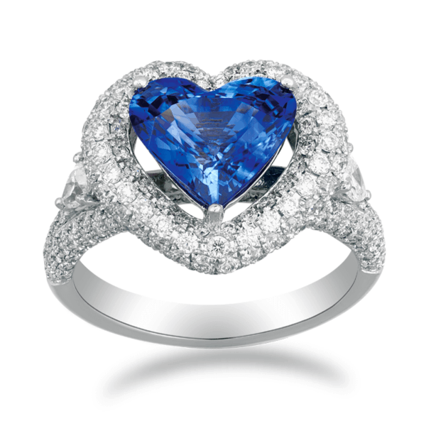 Heart Sapphire Diamond Ring
