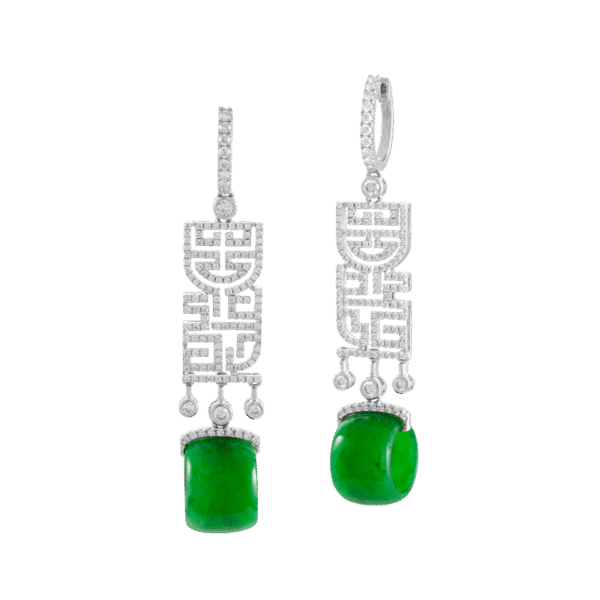 The Richness Jadeite Diamond Earrings
