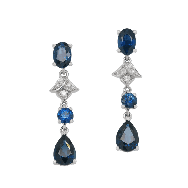 Tulipa Blue Sapphire Diamond Dangling Earrings