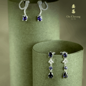 Tulipa Blue Sapphire Diamond Dangling Earrings