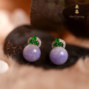Verdant Lilac Jadeite Studded Earrings