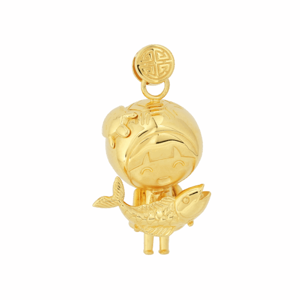 916 Gold Charm Collection – Ang Ku Kueh Girl (Fish)