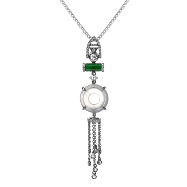 Peace and prosperity Ice Jadeite Diamond Pendant