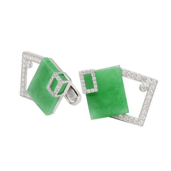 "Mondrian"Jadeite Diamond Cufflinks
