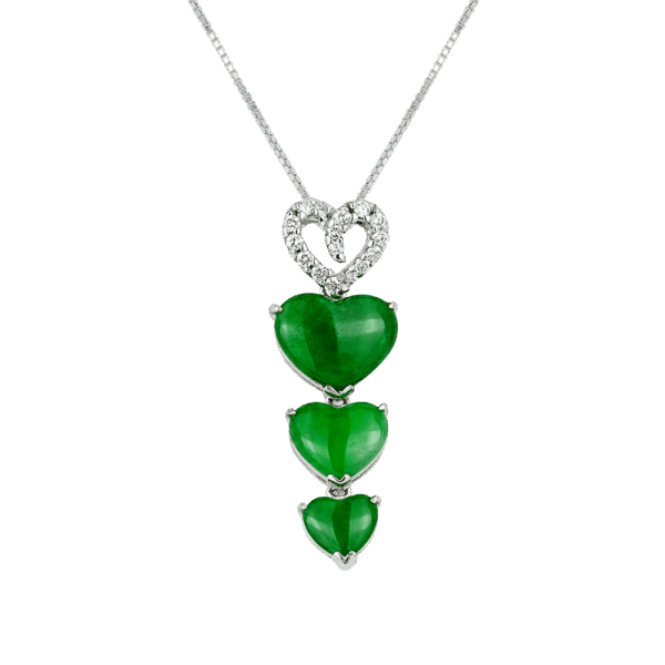 Triple Hearts Jadeite Diamond Pendant