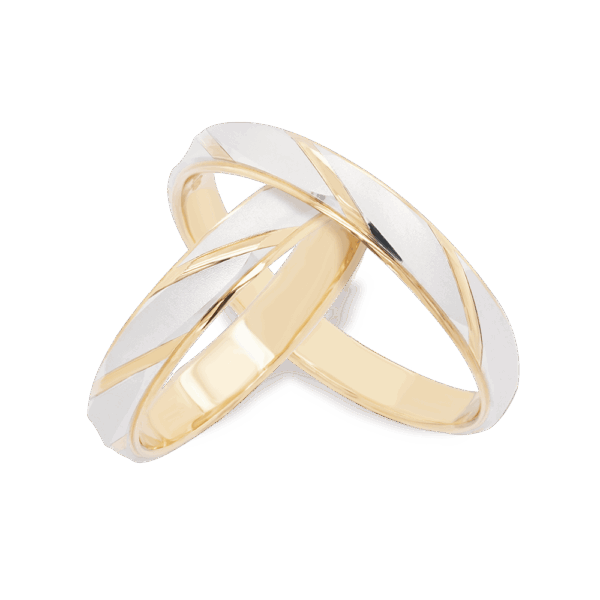 "Amor Forte" Platinum Yellow Gold Wedding Band