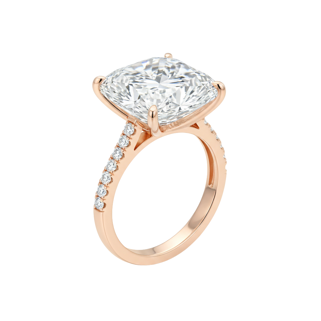 Rose Gold Ring Cushion Cut