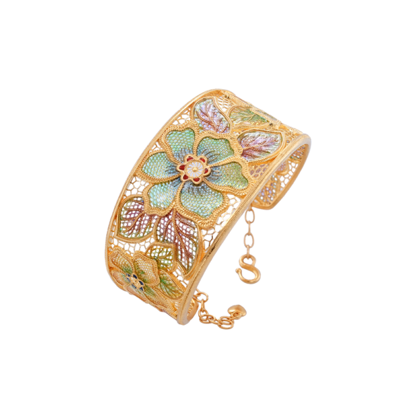 Straits Blossom Enamel Gold Bangle
