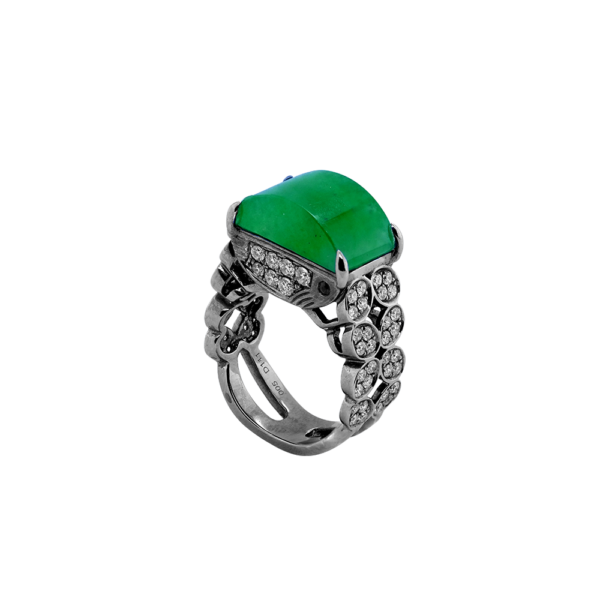 Imperial Eclipse Jadeite Diamond Ring