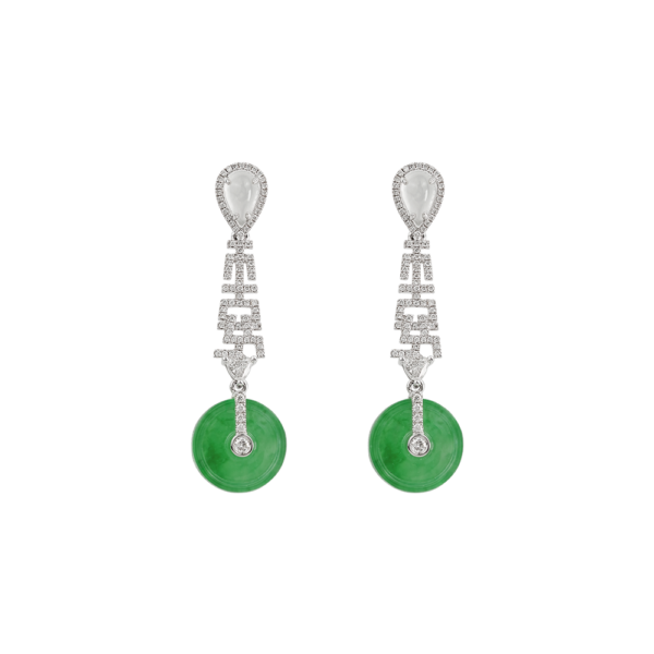 Lustral Continuum Jadeite Diamond Earrings