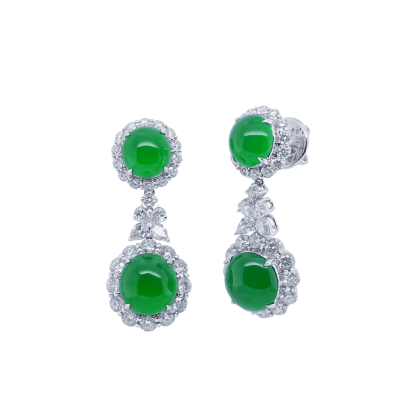 Viridian Oscilla Jadeite Diamond Earrings