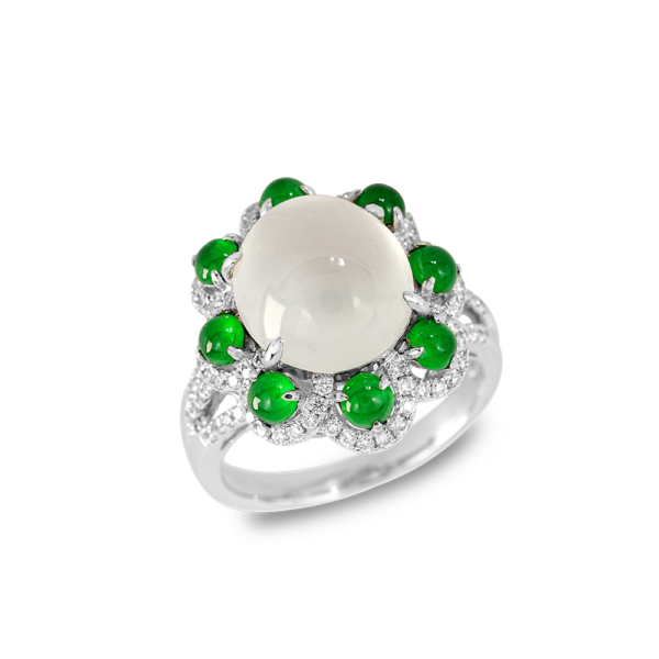 Blooming Splendor Jadeite Diamond Ring
