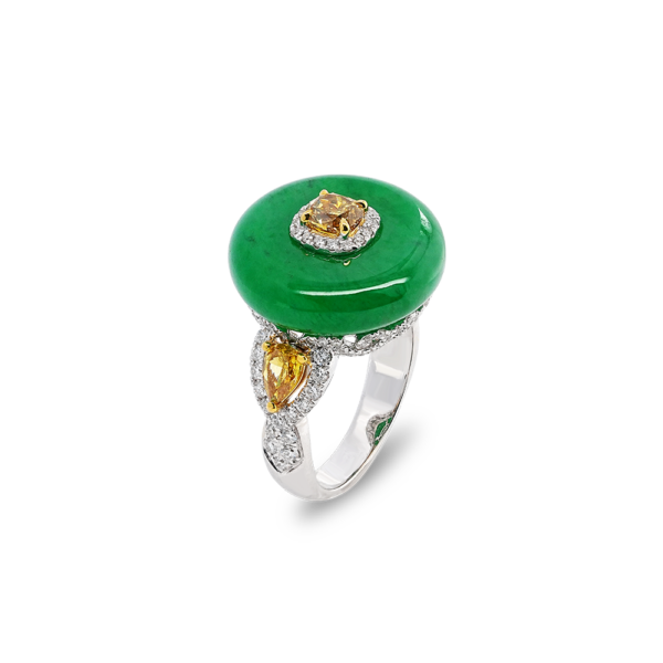 Lilypad Dreamscapes Jadeite Diamond Ring