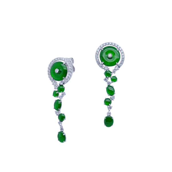 Viridienne Cascade Jadeite Diamond Earrings