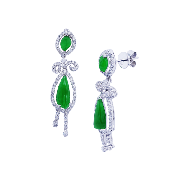 Jadeite Dew Diamond Earrings