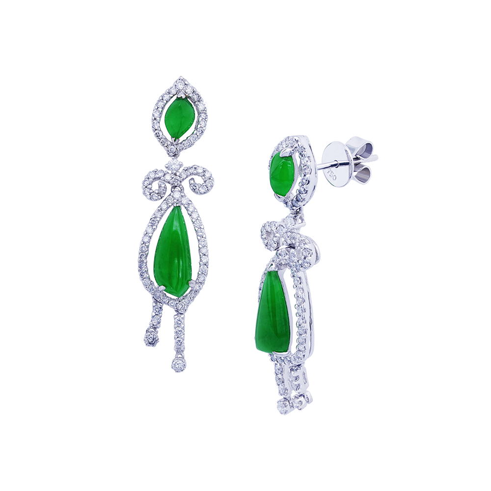Jadeite Dew Diamond Earrings