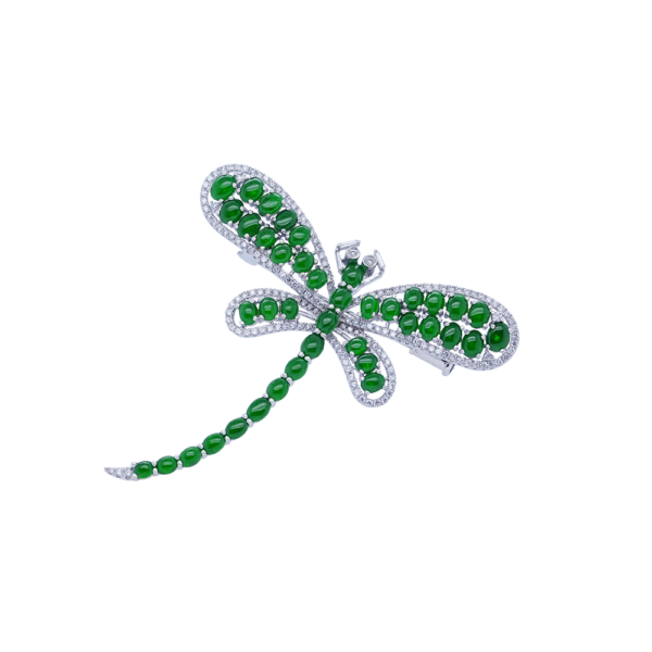 Dragonfly Jadeite Diamond Brooch