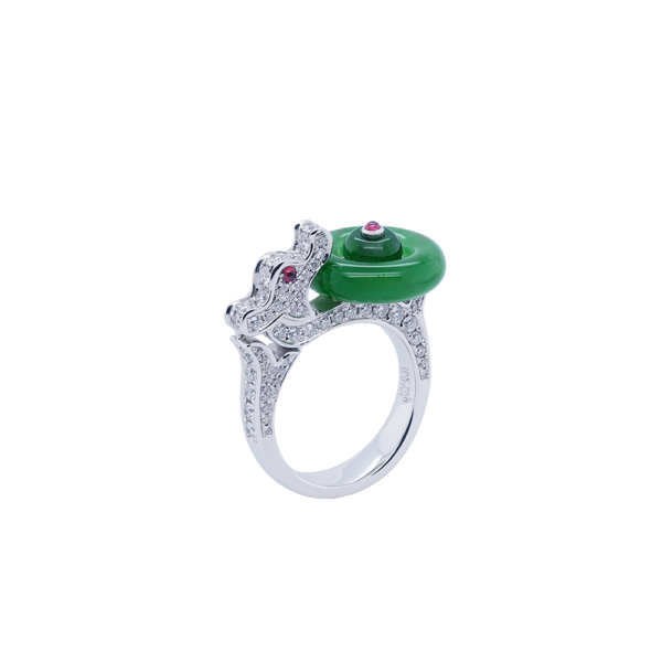 Imperial Aegis Dragon Jadeite Diamond Ring