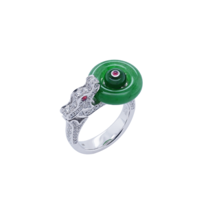 Imperial Aegis Dragon Jadeite Diamond Ring