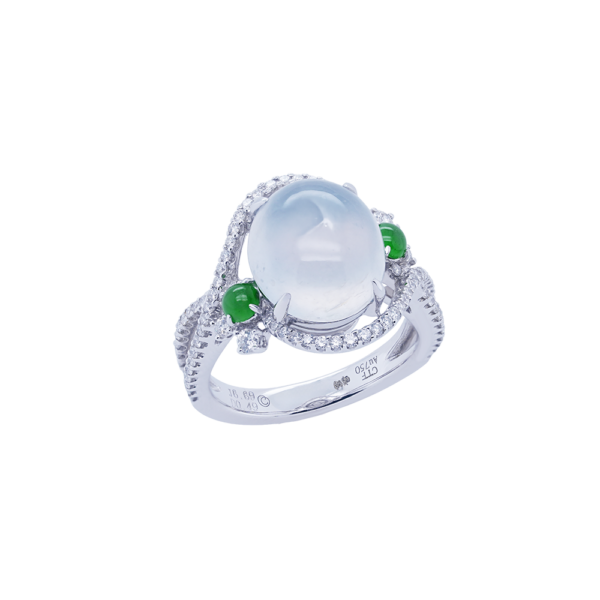 Celestine Veil Ice Jadeite Diamond Ring