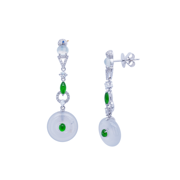 Moonbird Jadeite Diamond Earrings