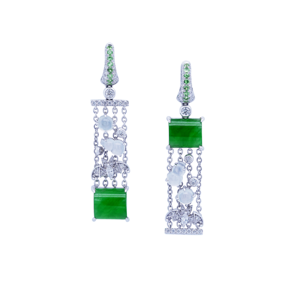 Bat of Blessings Jadeite Earrings
