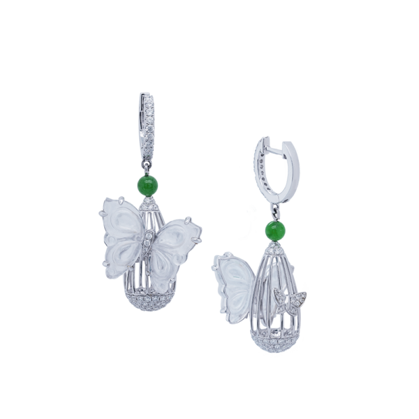 Papillon de Lavande Jadeite Diamond Earrings