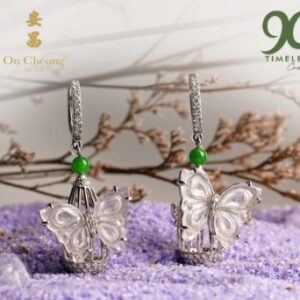 Papillon de Lavande Jadeite Diamond Earrings