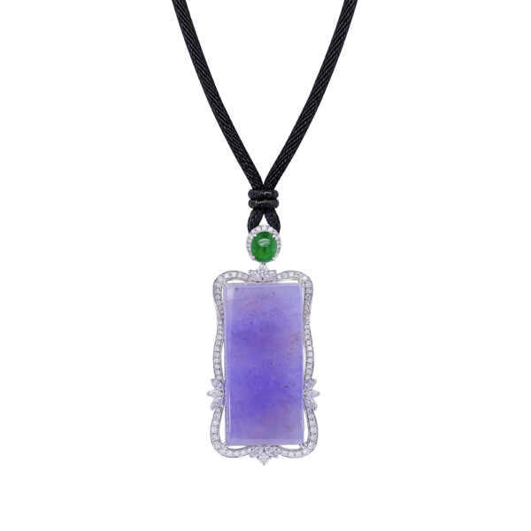 Violet Poise Lavender Jadeite Diamond Pendant Necklace