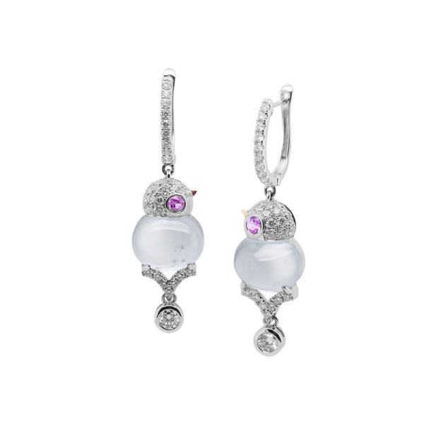 Envoys of Joy Ice Jadeite Diamond Earrings