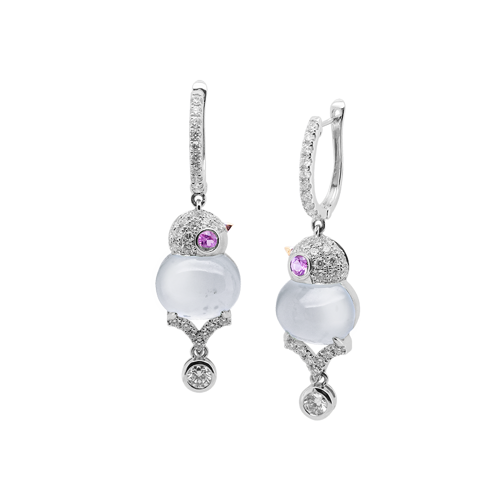Envoys of Joy Ice Jadeite Diamond Earrings