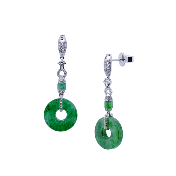 A Circle of Abundance Jadeite Diamond Earrings