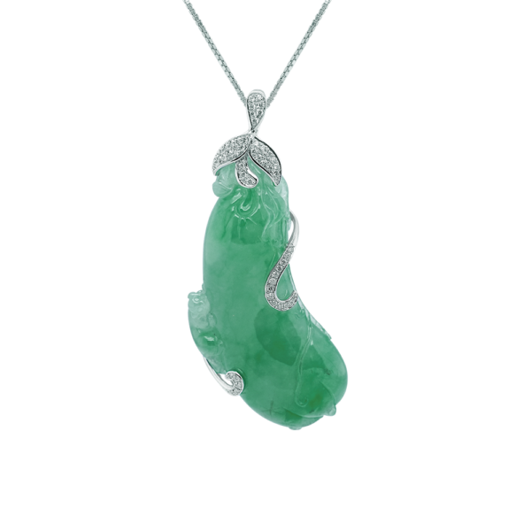 Auspicious Harvest Jadeite Diamond Pendant