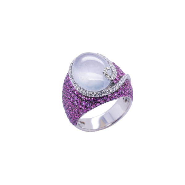 Blush Rhapsody Ice Jadeite & Pink Sapphire Ring